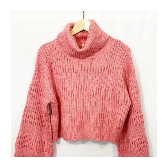 Urban Outfitters Cropped Balloon Sleeve Knit Pullover Sweater in Pink - Picture 5 of 12